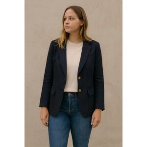 J.Crew Wool Rhodes Blazer Womens 2 Navy Blue Gold‎ Buttons Preppy Dark Academia